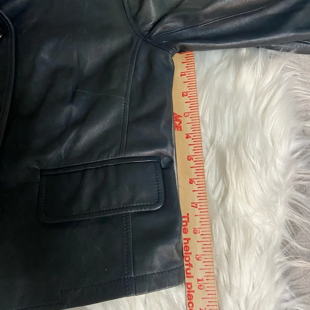 J Crew Sz S Steel Grey Leather Jacket - Picture 10 of 12